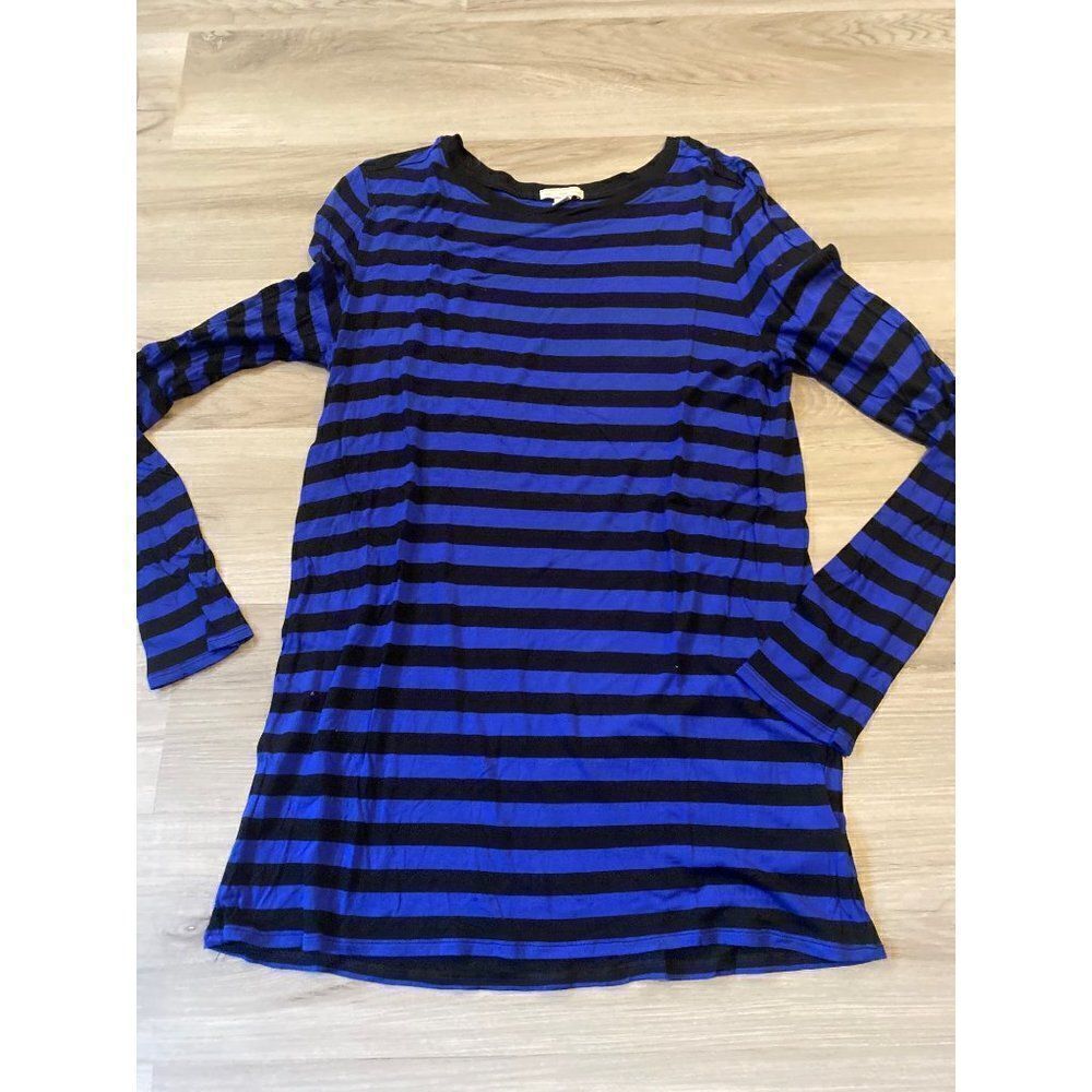 Gap, women's blue/black striped long sleeve casual t-shirt size small